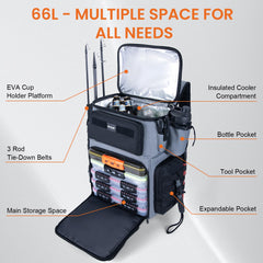 Goture 66L cooler compartment inside keeps drinks and bait cool on hot days