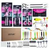 Goture 6PCS pink fishing tool kit with fish gripper for safer landings.