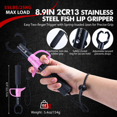 Goture 8-9-inch fish grabber in action with secure grip.