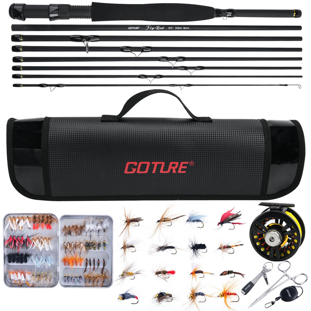 Goture 9ft carbon fly rod and pre-spooled reel combo