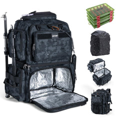 Goture fishing backpack front view with rugged 600D fabric for all-day trips.