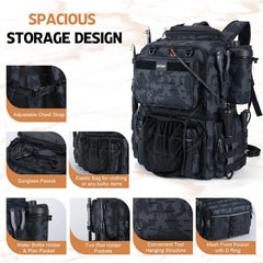 Goture fishing backpack insulated compartment highlighting cooler organization and ice-pack ready storage.
