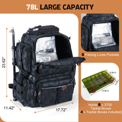 Goture fishing rod holders integrated for hands-free transport