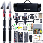 Goture fishing rod and reel combos in a case bag for convenient transport and storage