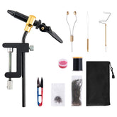 Goture fly tying vise kit setup with rotary vise and tools