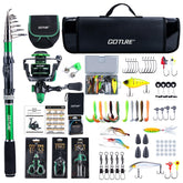 Goture green telescoping rod extended for quick travel setup and long casts