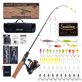 Goture ice fishing rod-reel combo with carry bag, ideal for winter transport.