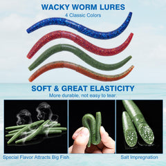 Goture offset worm hooks in two sizes for versatile rig options.