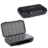 Goture small tackle box in black with dimensions 7.71 x 4.44 x 1.81 inches