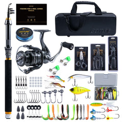 Goture telescopic rod extended for travel-ready casting on calm water