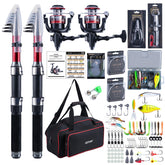 Goture telescopic rod extended for portable saltwater and freshwater casting.