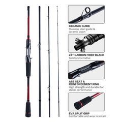 GOTURE rod showcasing 7+1 ceramic-guides for smooth line flow.