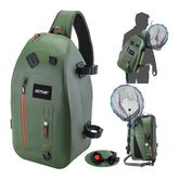 Exterior view of Goture 13L waterproof fly fishing sling pack showing rugged 840D fabric