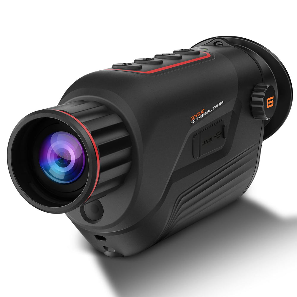GOYOJO thermal monocular front view highlights portable design for quick scouting.