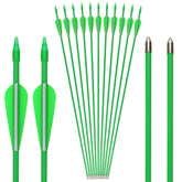 GPP 12PK 28 fiberglass arrow in flight for recurve bow practice.
