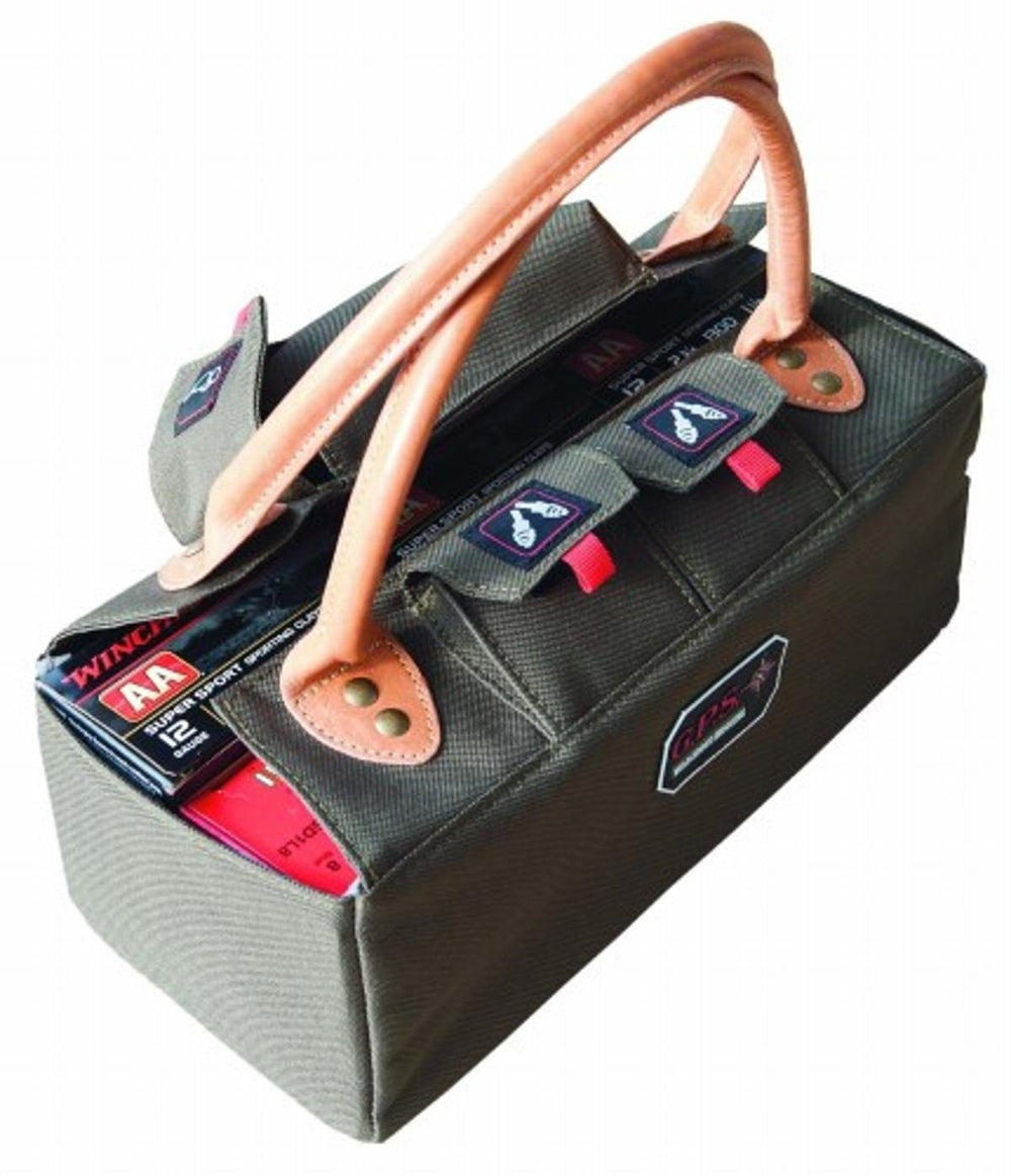 G.P.S. Shotgun Shell Tote with 6-box capacity, twin ear plug pockets, and glasses pocket