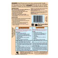 Grabber hand warmers tucked in a pocket offer quick heat