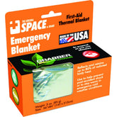 Grabber Space Brand emergency blanket folded compactly for easy car or gear bag storage.