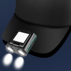 GRACETOP LED cap light worn during an evening outdoor hike.