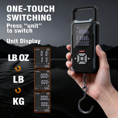 GRAM PRES fishing scale side view with weight hook and lip grip