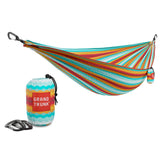 GRAND TRUNK TrunkTech Double Hammock setup demonstrates quick, stable hanging for two
