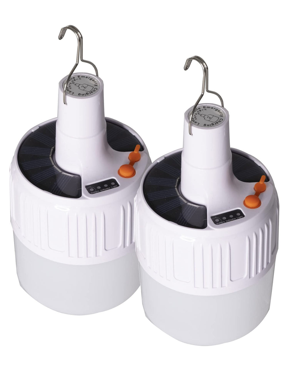 Gravity Trading solar lantern front view with bright 5000 lumens and ergonomic switch.