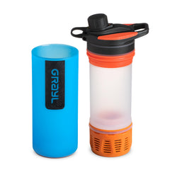 GRAYL GeoPress 24 oz Bali Blue side view highlights compact travel friendly bottle design