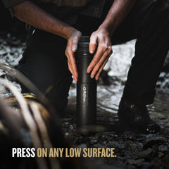 GRAYL UltraPress press action demonstrates quick purification on the go.