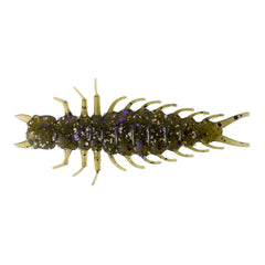 Great Lakes Finesse Juicy Hellgrammite in green pumpkin purple flake for drop shot success.