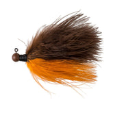 Great Lakes Finesse Marabou Jig brown orange head close-up highlights durable matte finish