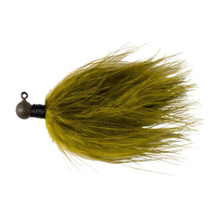 Great Lakes Finesse Marabou Jig Olive 3/32 oz shows lifelike movement in water.