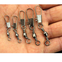 Barrel swivel with interlock snap in use for replacing lures and lines