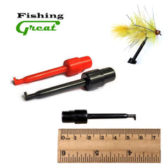 Greatfishing Hook Hackle Pliers 8-piece set with fly box – red and black