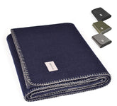 Green Cozy Military-Style Wool Blanket cushioned closeup shows thick weave for cozy warmth