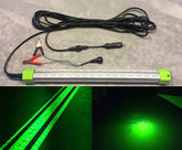 Green Glow Dock Light 100W LED underwater fishing light assembly for boats.