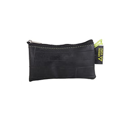 Green Guru Gear bike-tube texture on pouch emphasizes eco-friendly material.