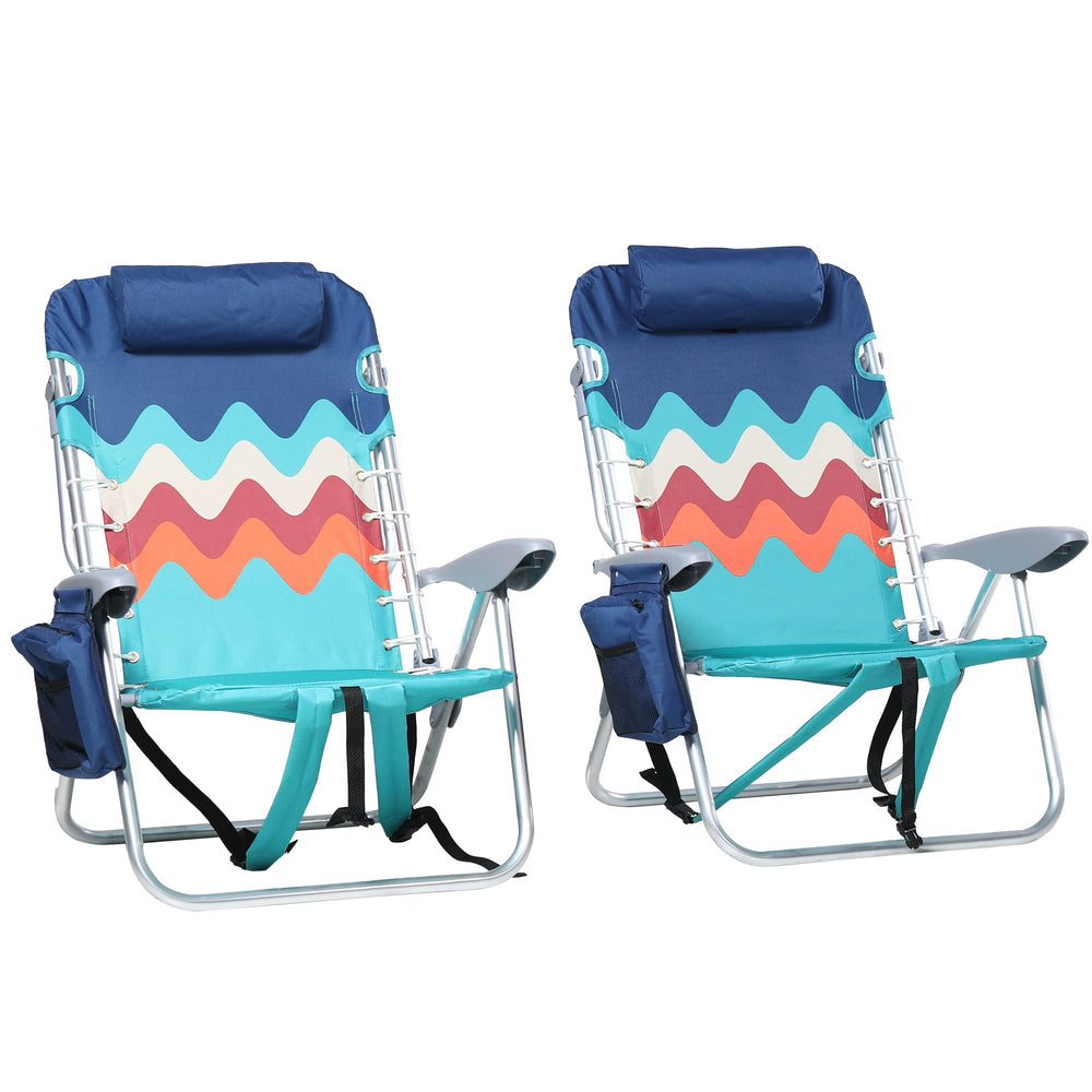 GREEN PARTY backpack beach chair folded for easy carry and storage.
