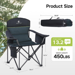 GREEN PARTY folding chair cooler bag close-up showing drink storage capability