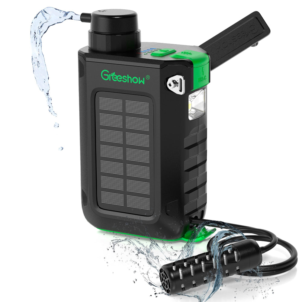 Greeshow GS-2811 front-view water filter showing compact outdoor filtration for adventures