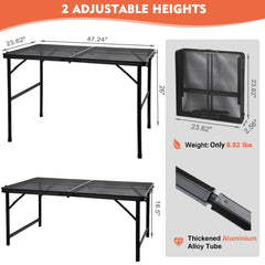 GREGIN camping table folded compact for easy transport and storage