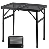 GREGIN camping table with mesh desktop shows durable outdoor setup and prep space.