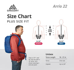 Gregory Arrio 22L Plus brick red hydration sleeve supports easy on-trail drinking