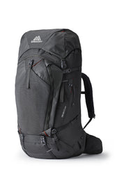 Gregory Deva 80L Pro front view in lava grey with sturdy frame.