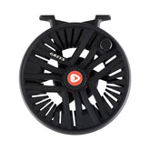 Greys Fin 5-6wt fly reel closeup showing precise machining for durable performance.