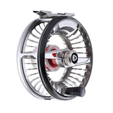 Greys TITAL fly reel front view highlighting durable barstock construction.