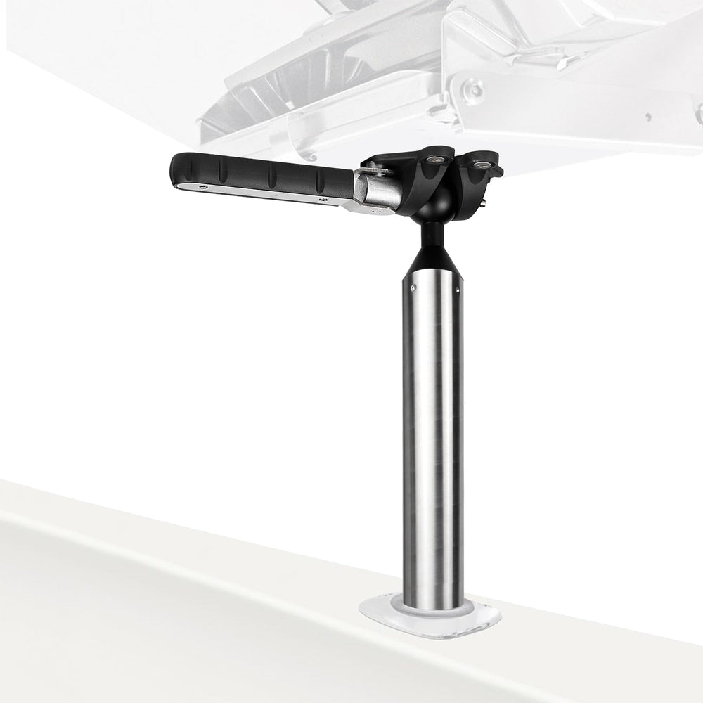 Grill Mount Rod Holder for Boat side view mounted on a marine rectangular grill