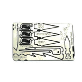 Grim Workshop Bushcraft Kelso card front view, compact survival tool in your wallet.