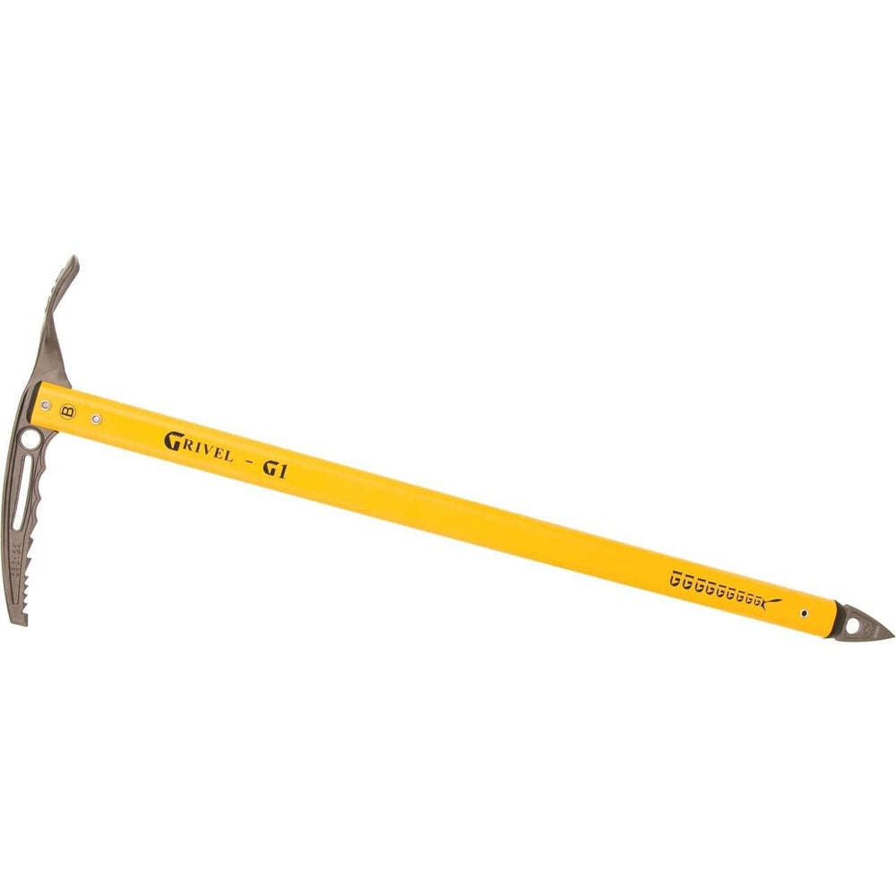 Grivel G1 ice axe head with ergonomic grip for stable walking and self-arrest.