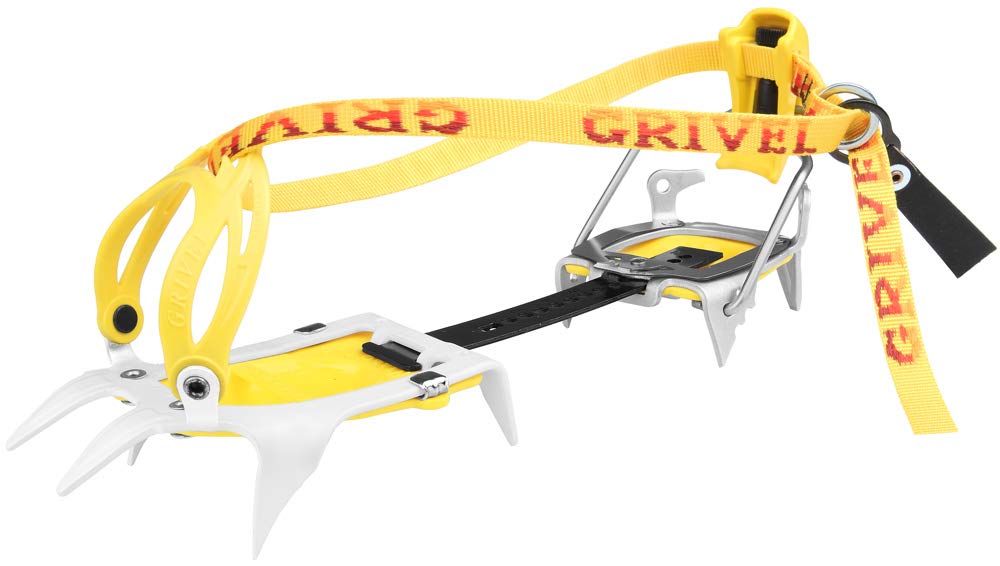 Grivel Ski Tour New-Matic front view with bomb-proof front bail on modern boots