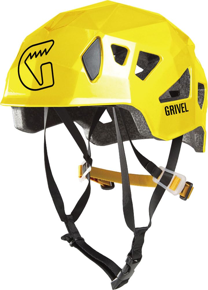 Grivel Stealth yellow helmet shell with vented design for breathable comfort.